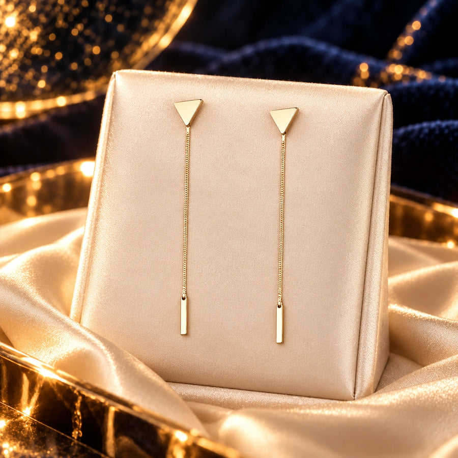 Generated concept artwork for Triangle Fringe Tassel Earrings; illustrative only, not an exact product photograph