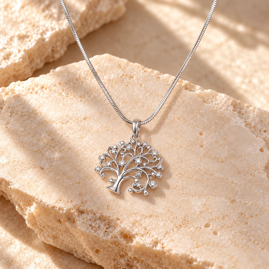 Generated concept artwork for Big Tree Life Drilling CZ Necklace; illustrative only, not an exact product photograph
