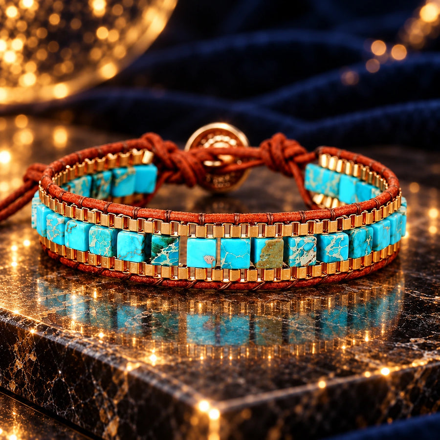 Generated concept artwork for Imperial Stone Hand Woven Leather Bracelet; illustrative only, not an exact product photograph