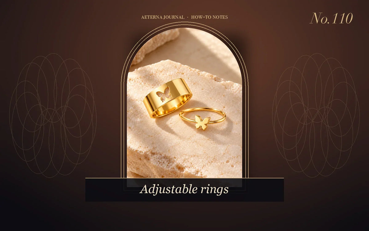Gold-tone open band rings with butterfly details