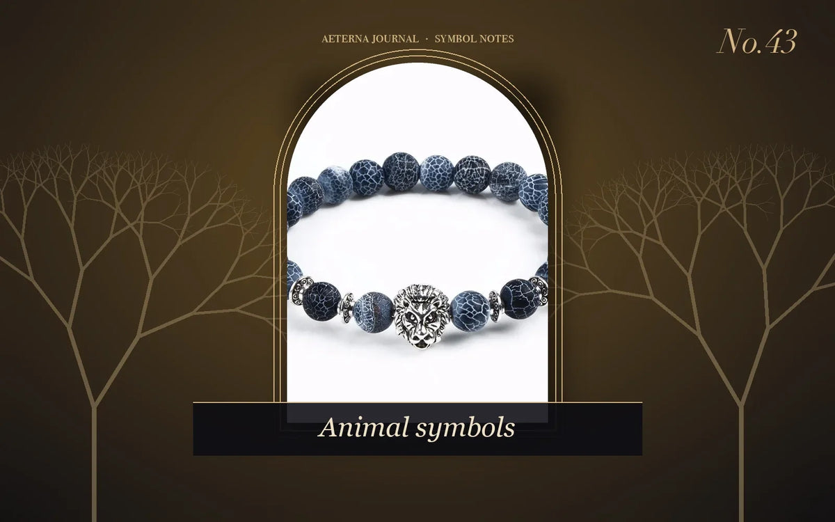 Lion head bracelet with stone beads