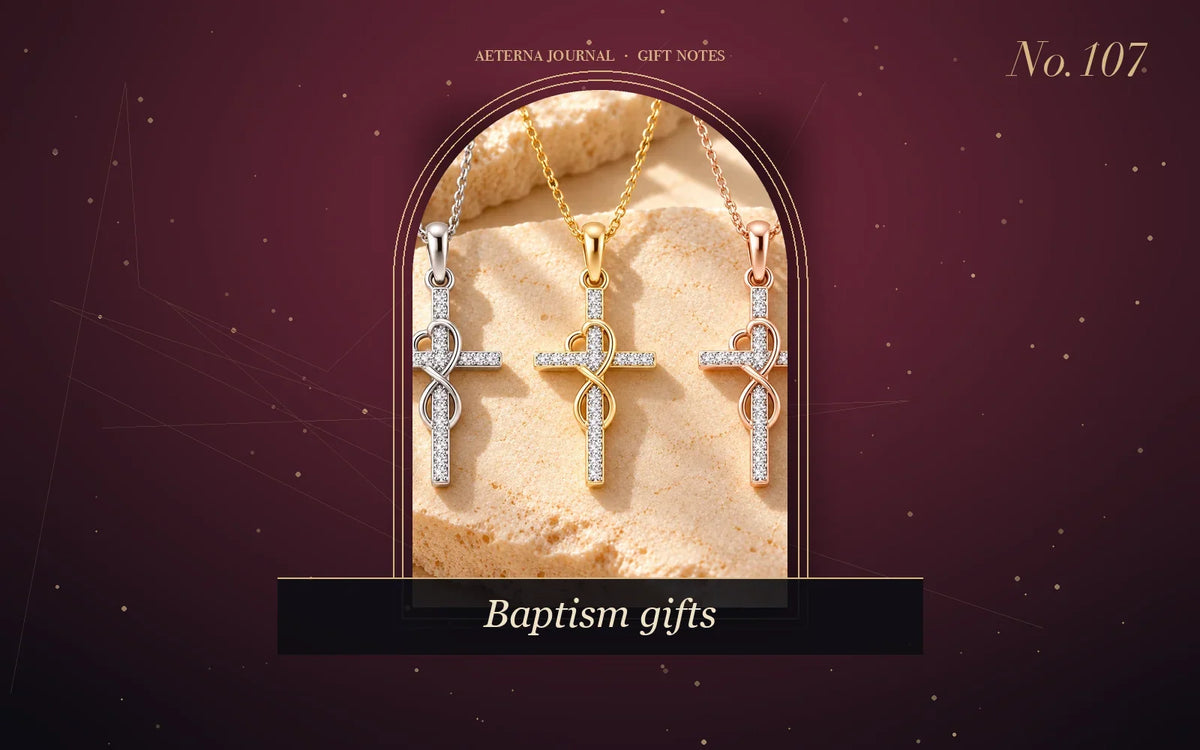 Three cross pendants in silver, gold and rose-gold tones
