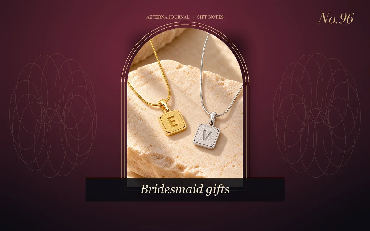 Gold and silver-tone square initial letter pendant necklaces