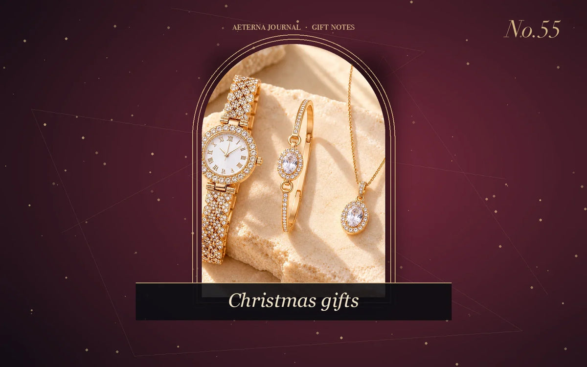 Three-piece rhinestone watch, bracelet and necklace gift set
