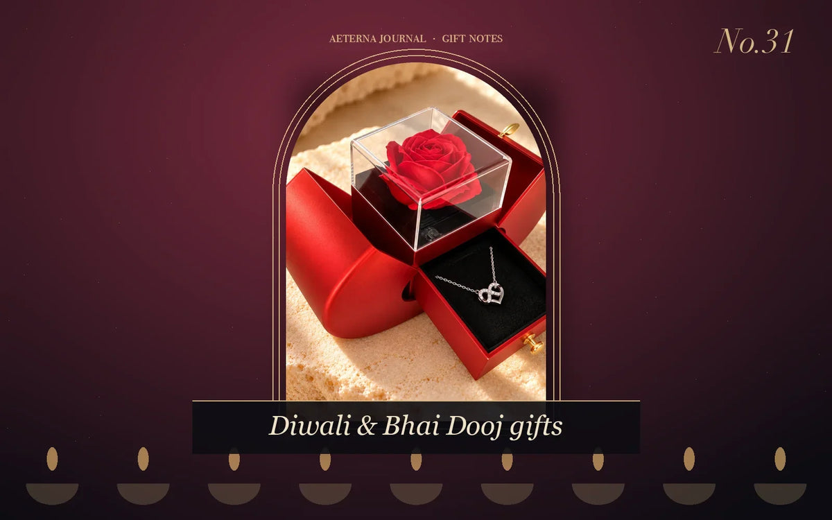 Festive jewellery gift box with a red rose and pendant necklace