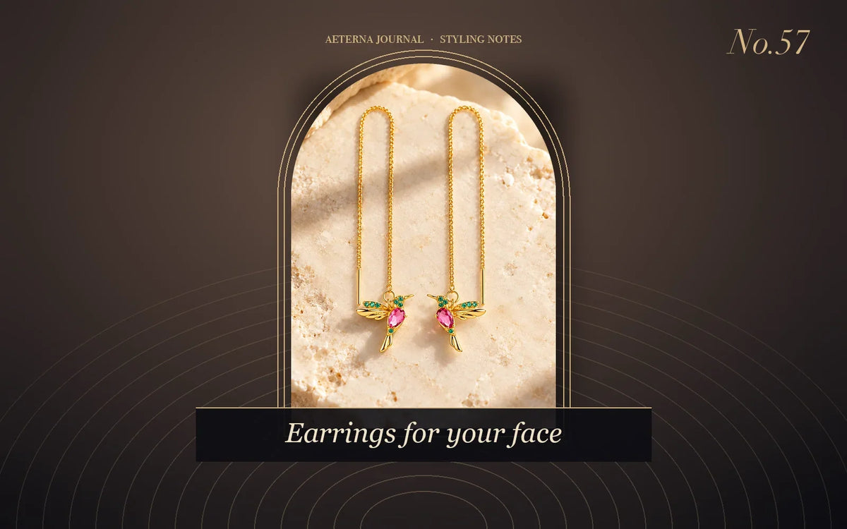 Gold-tone threader earrings with hummingbird drops