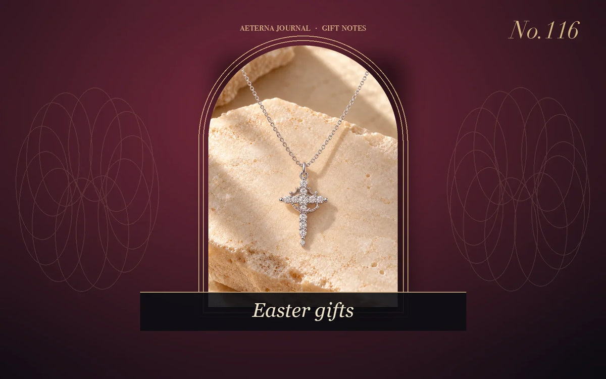 Silver-tone cross pendant with small sparkling stones on a fine chain