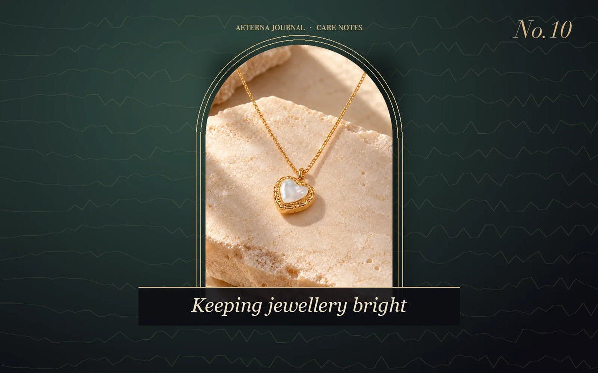 Gold-plated stainless steel heart pendant necklace with shell inlay