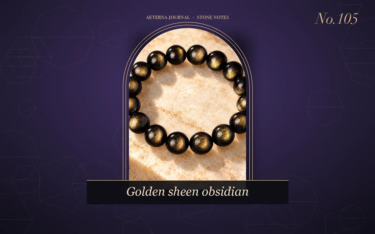 Bead bracelet of black stones with a golden sheen