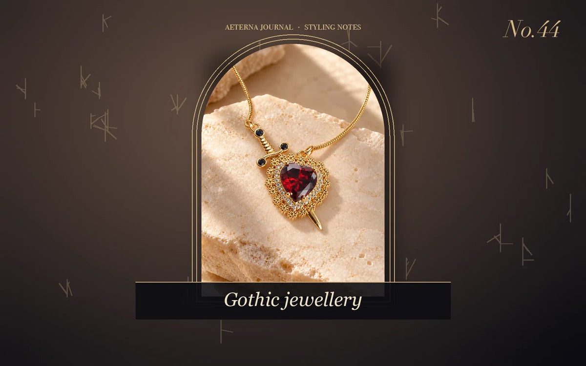 Gothic two-tone arrow through heart pendant necklace