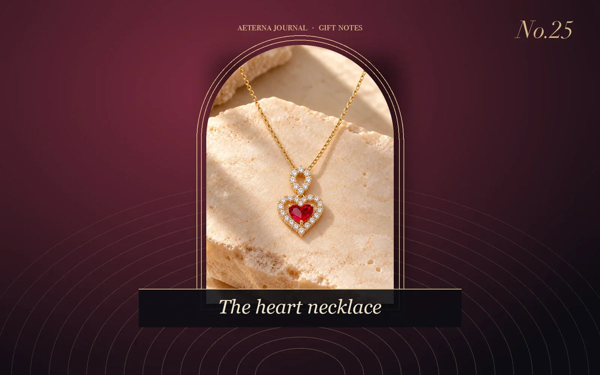 Sparkling heart pendant necklace arranged on a soft background