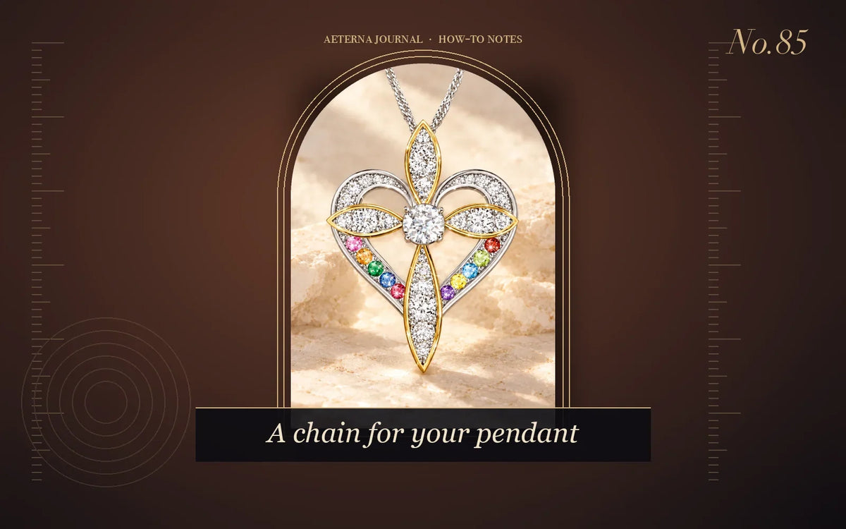 Heart and cross pendant set with colourful stones on a fine chain