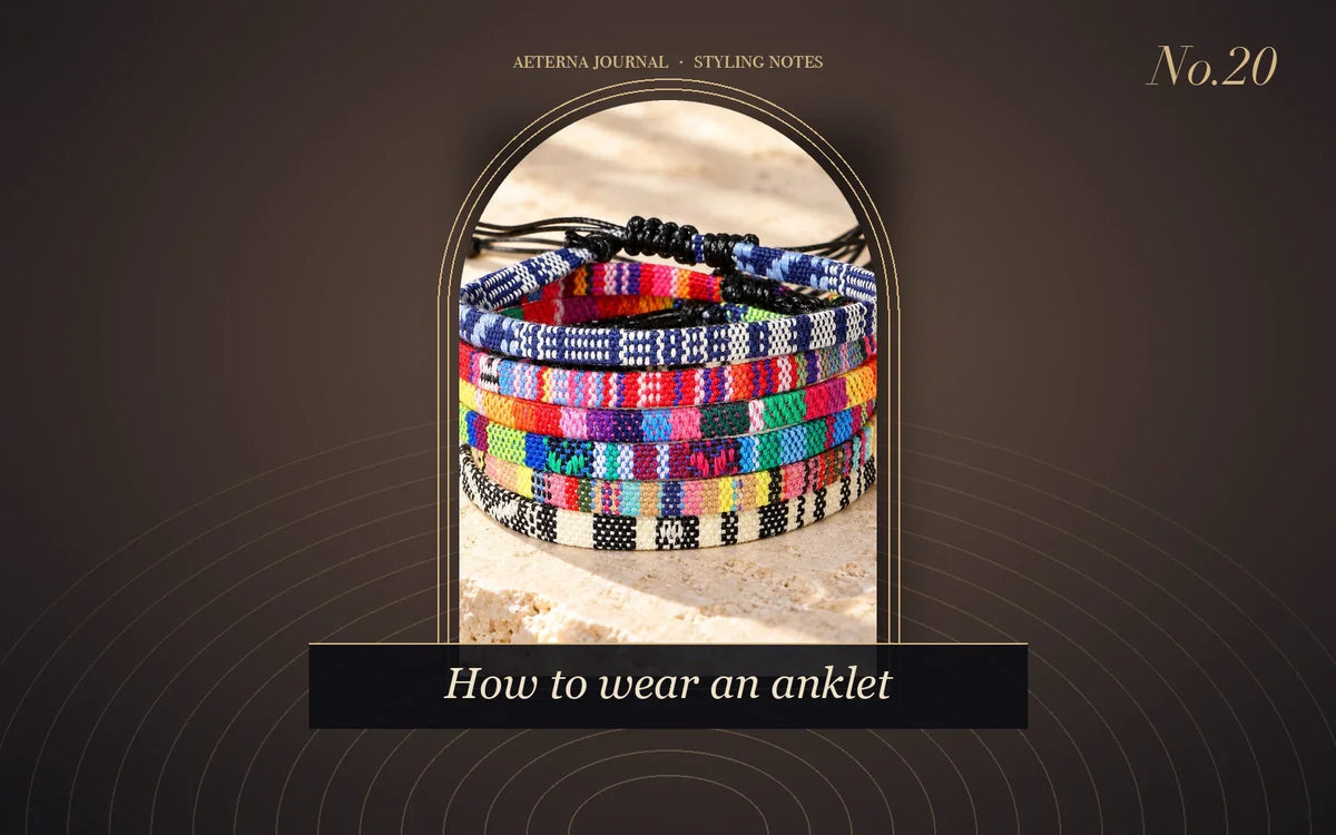 Hand-woven rainbow colour cord anklet in bohemian style