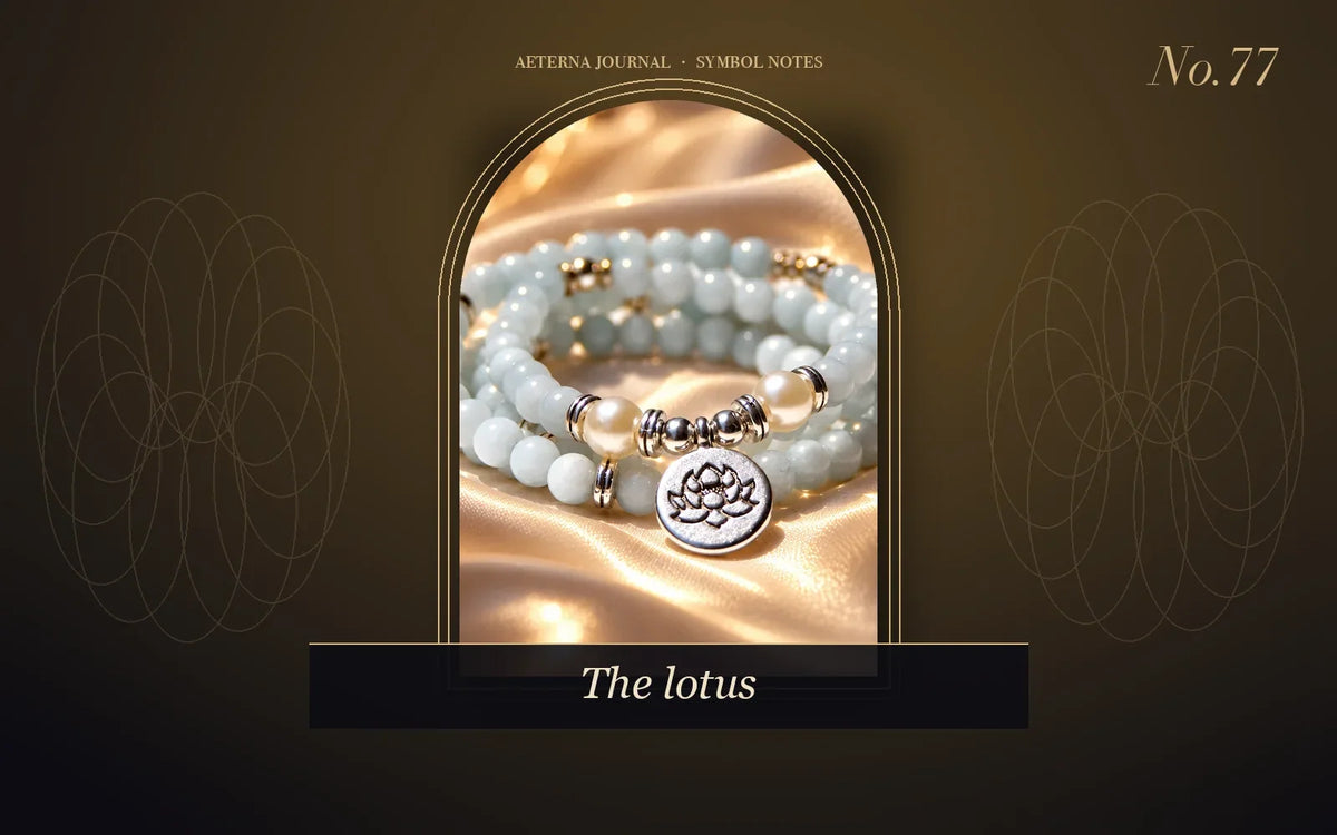 Pale aqua bead wrap bracelet with a silver-tone lotus charm