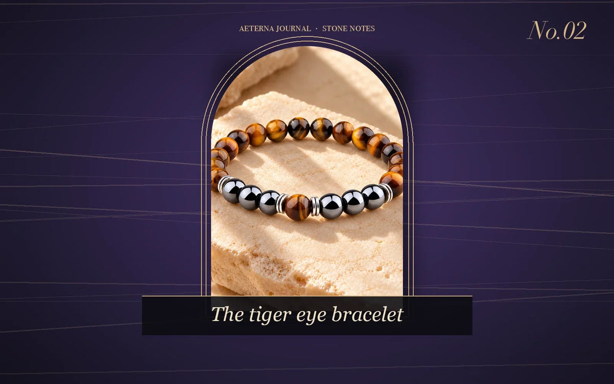 Yellow tiger eye and black obsidian bead bracelet with metal spacers