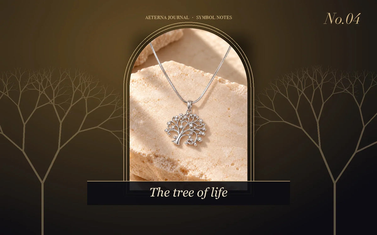 Round tree of life pendant set with sparkling stones on layered chains