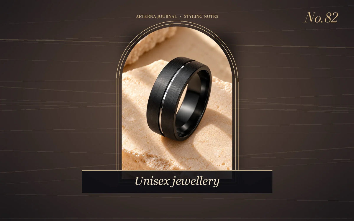 Matte black band ring with a polished centre groove