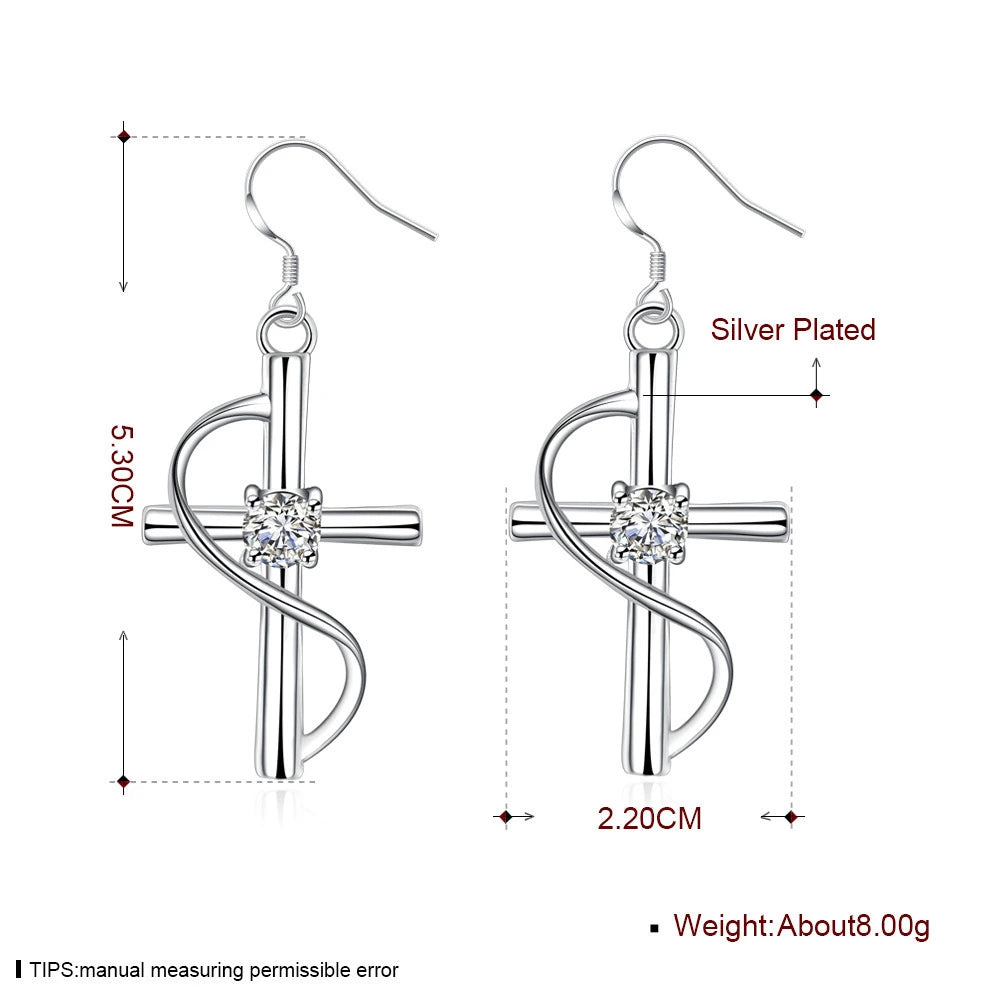 Elongated Cross Drop Earrings, view 5