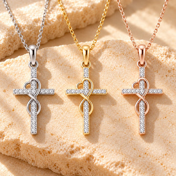 Generated concept artwork for Crystal-Set Cross Pendant Necklace; illustrative only, not an exact product photograph