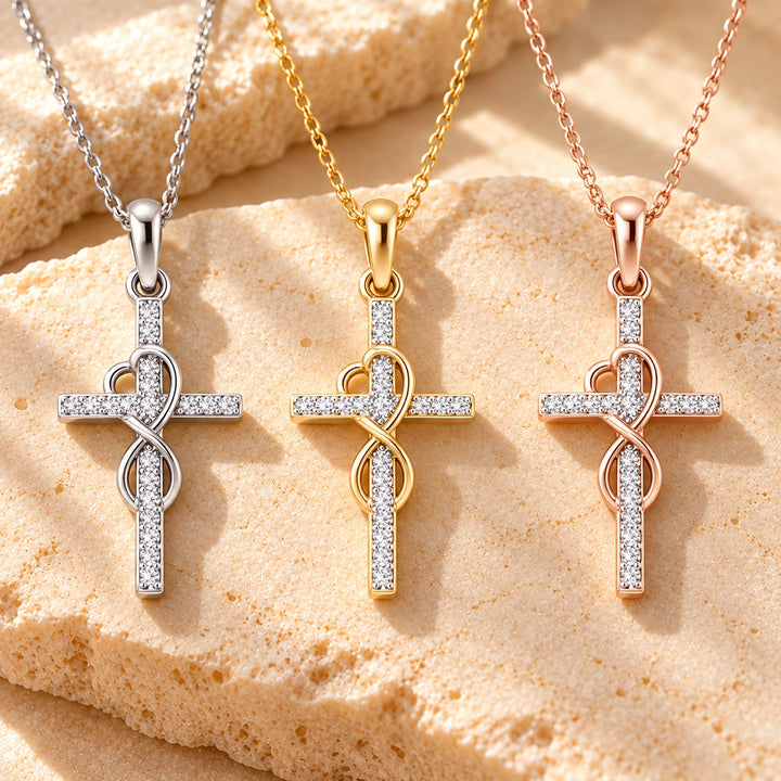Generated concept artwork for Crystal-Set Cross Pendant Necklace; illustrative only, not an exact product photograph