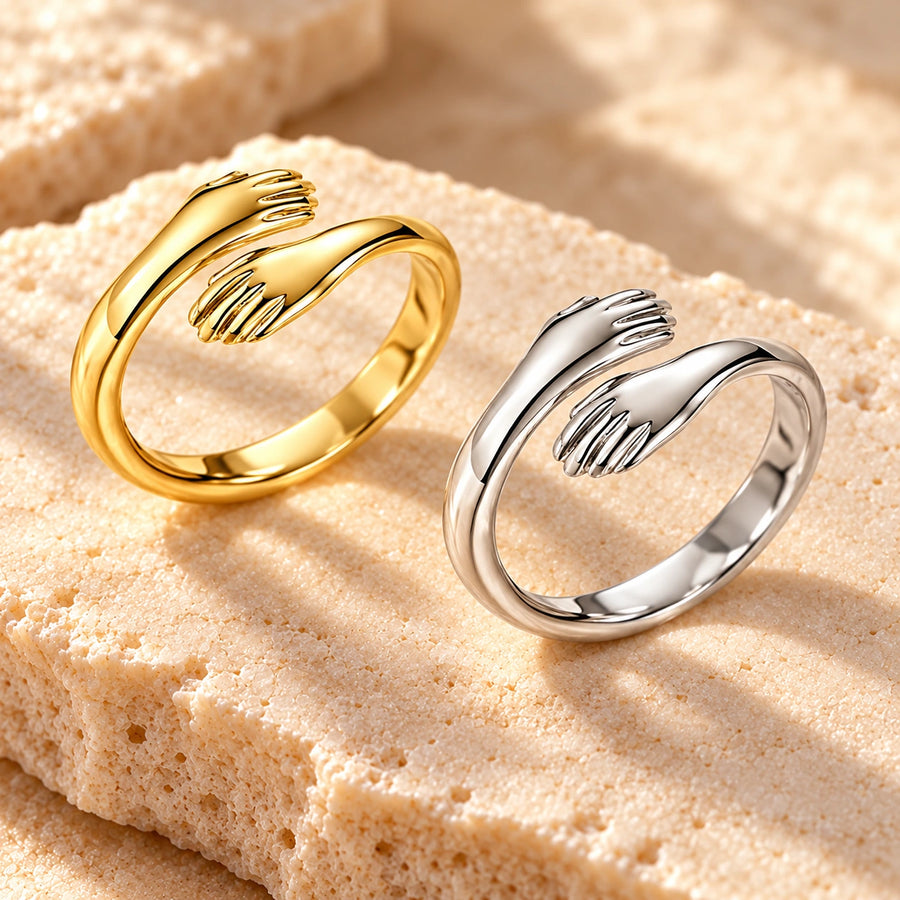 Generated concept artwork for Hands Embrace Ring; illustrative only, not an exact product photograph