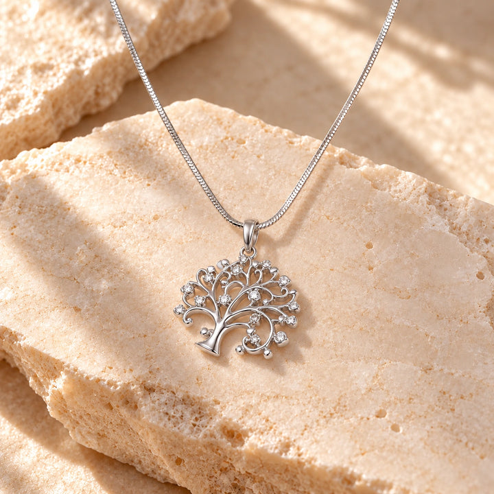 Generated concept artwork for Big Tree Life Drilling CZ Necklace; illustrative only, not an exact product photograph