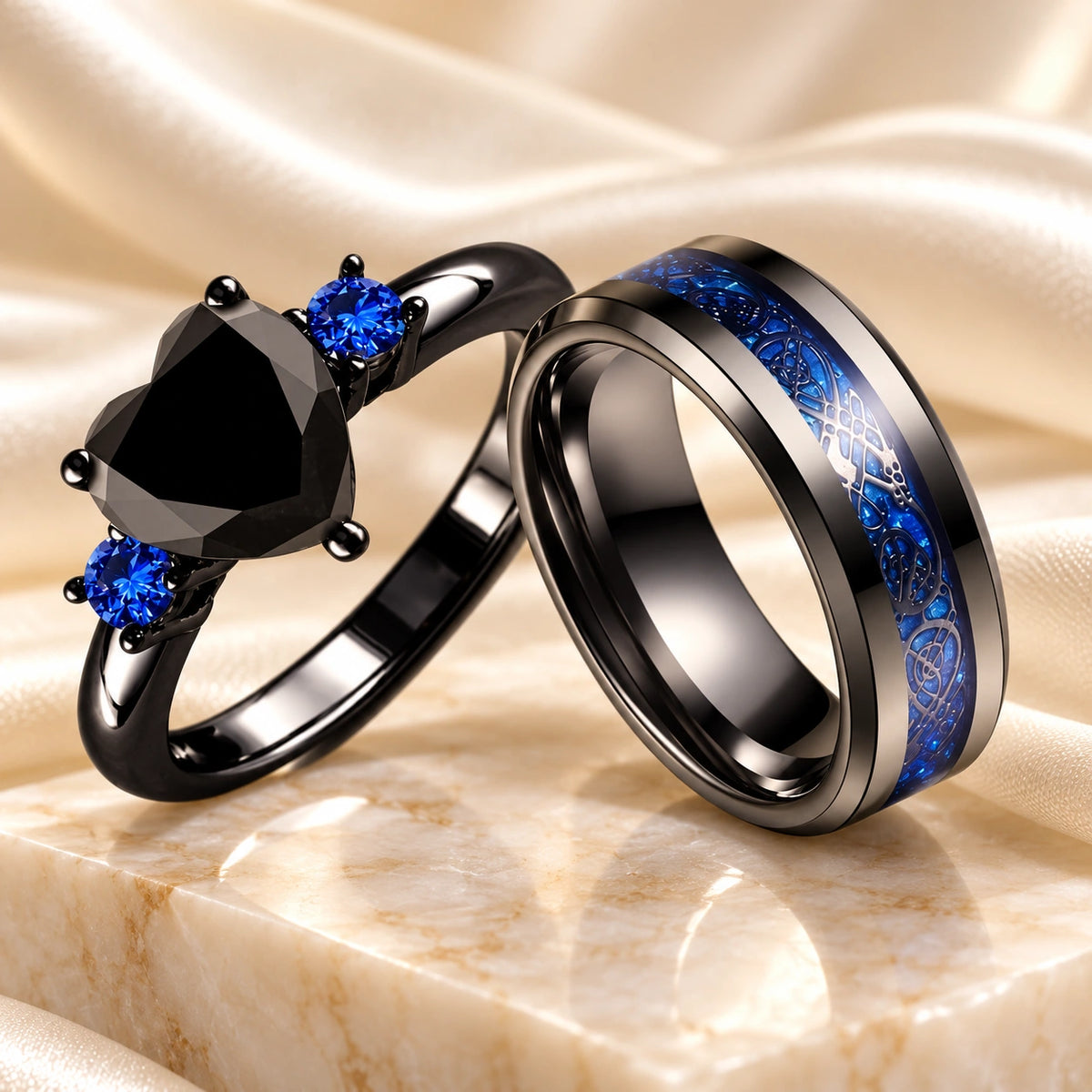 Black Heart Crystal Ring: illustrative concept artwork, not a product photograph