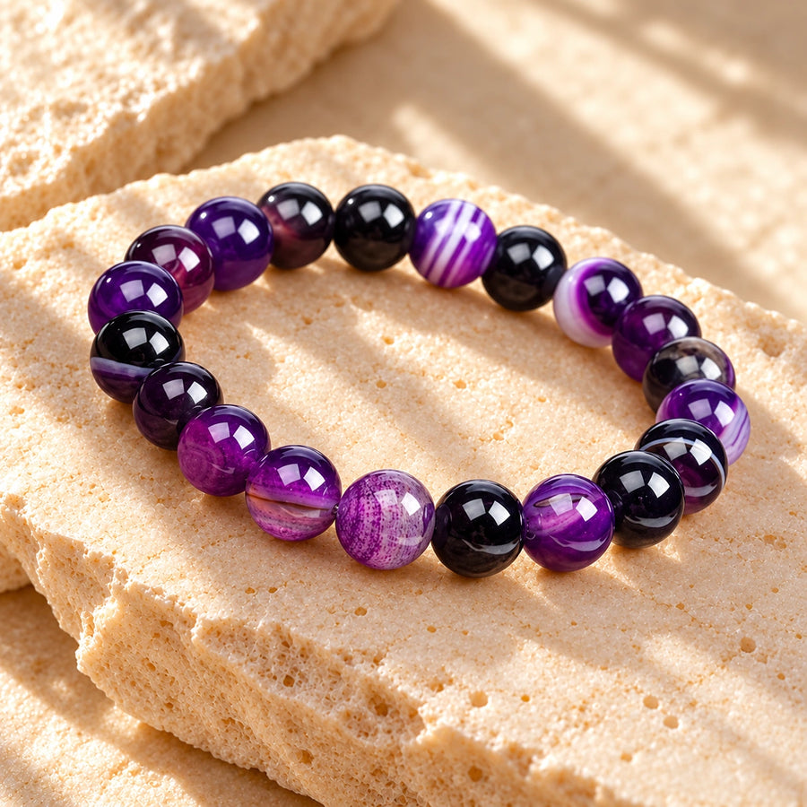 Purple Natural Stone Bead Bracelet: illustrative concept artwork, not a product photograph