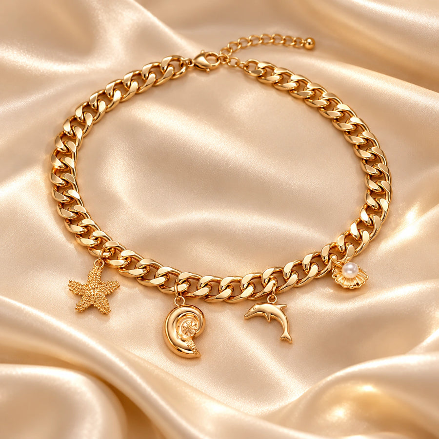 Generated concept artwork for Creative Boho Conch Dolphin Starfish Bracelet; illustrative only, not an exact product photograph