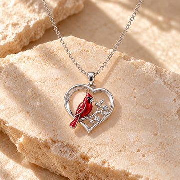 Generated concept artwork for Creative Heart Shaped Cardinal Exquisite Necklace; illustrative only, not an exact product photograph