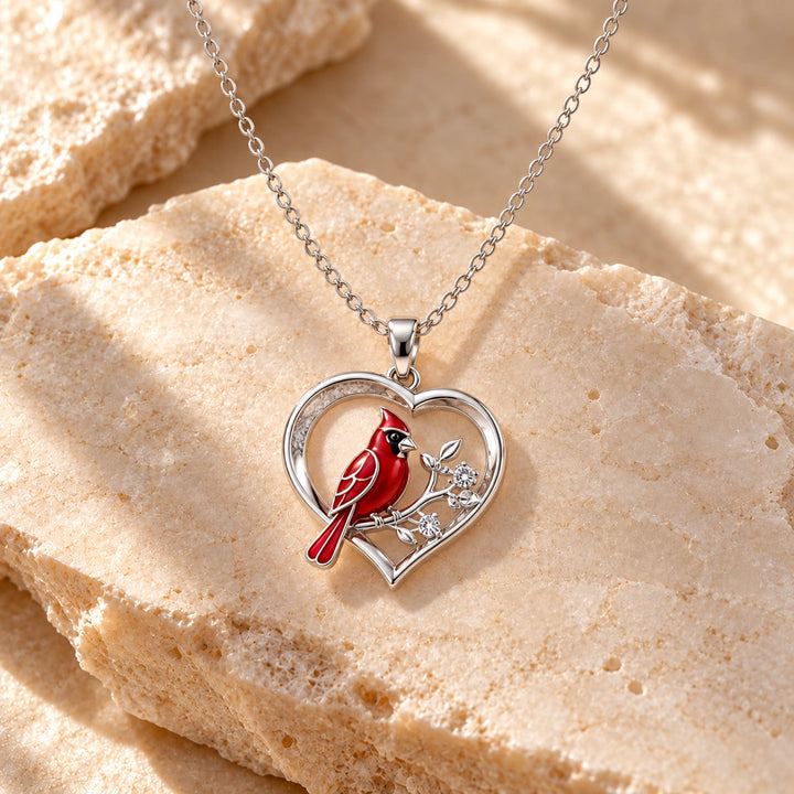 Generated concept artwork for Creative Heart Shaped Cardinal Exquisite Necklace; illustrative only, not an exact product photograph