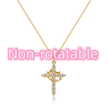 Rotating Crown Cross Pendant Necklace, view 11
