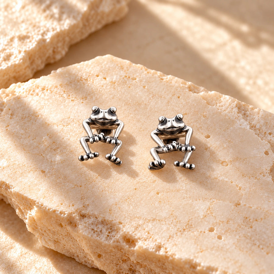 Generated concept artwork for Cute Frog Funny Animal Stud Earrings; illustrative only, not an exact product photograph