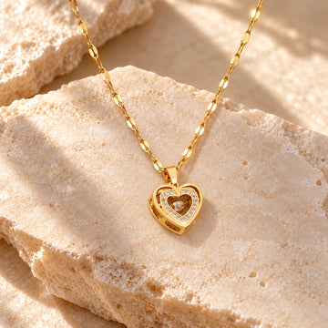 Generated concept artwork for Double Layer Love Rhinestones Woman Necklace; illustrative only, not an exact product photograph
