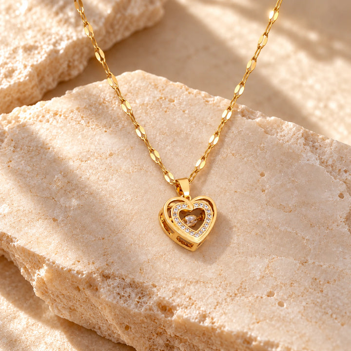 Generated concept artwork for Double Layer Love Rhinestones Woman Necklace; illustrative only, not an exact product photograph