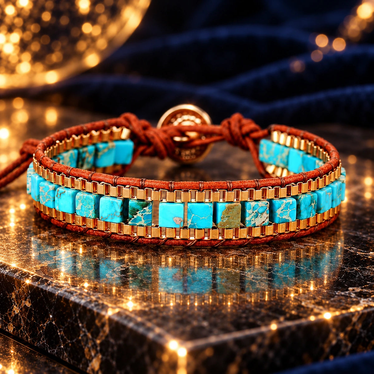 Generated concept artwork for Imperial Stone Hand Woven Leather Bracelet; illustrative only, not an exact product photograph