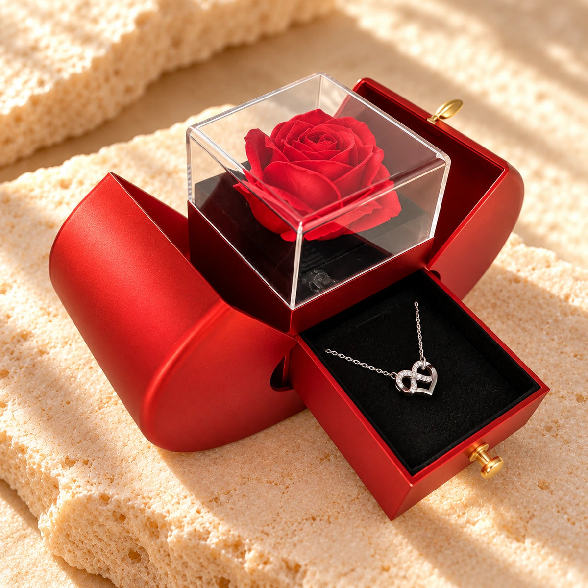 Eternal Rose Gift Box with Love Necklace: illustrative concept artwork, not a product photograph
