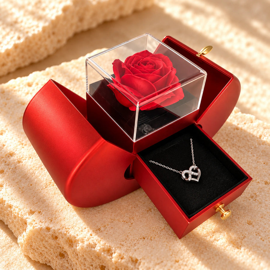 Eternal Rose Gift Box with Love Necklace: illustrative concept artwork, not a product photograph