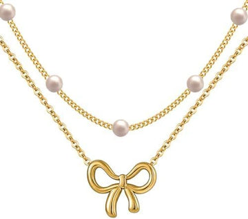 Pearl Double Layer Choker Gold Necklace supplier gallery image 7