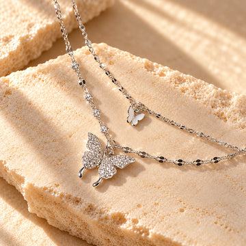 Generated concept artwork for Elegant Color Shiny Butterfly Ladies Necklace; illustrative only, not an exact product photograph