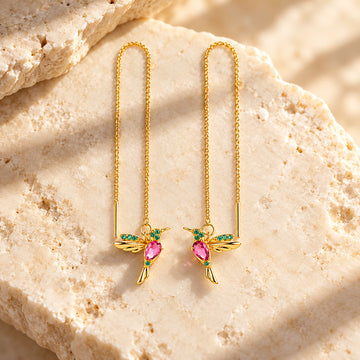 Generated concept artwork for Unique Little Bird Drop Long Earrings; illustrative only, not an exact product photograph