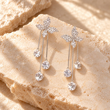 Generated concept artwork for Shiny Butterfly Drop Dangle Elegant Earrings; illustrative only, not an exact product photograph