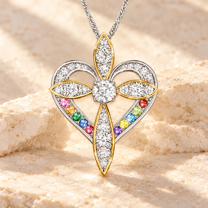 Generated concept artwork for Love Heart Shaped Cross Necklace; illustrative only, not an exact product photograph