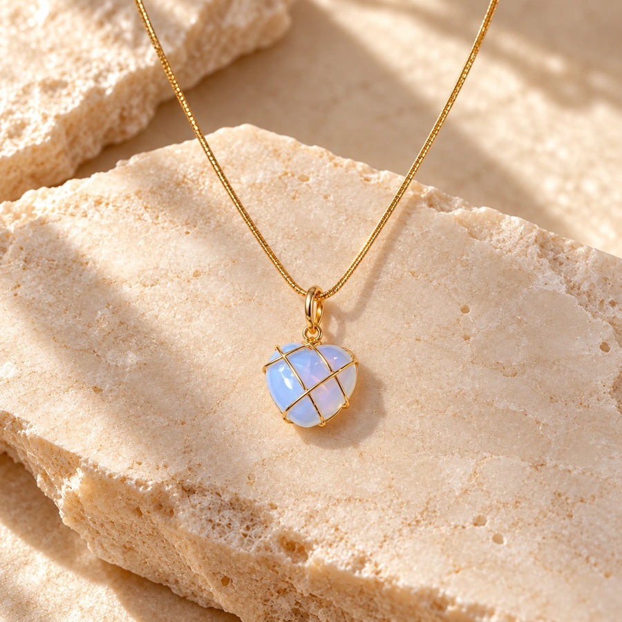 Generated concept artwork for Moonstone Cartoon Princess Love Girl Necklace; illustrative only, not an exact product photograph