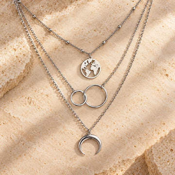 Generated concept artwork for Fashionable Multilayer Boho Moon Map Necklace; illustrative only, not an exact product photograph