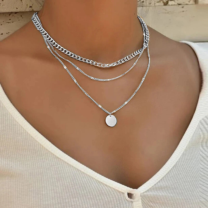 Multilayer Disc Chains Personality Necklace supplier gallery image 8