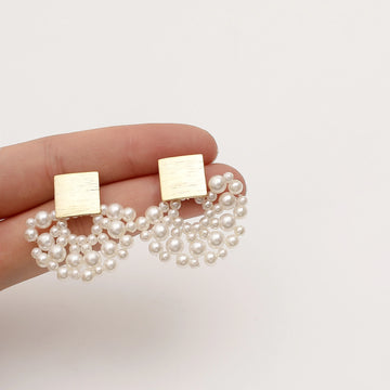 Handmade Pearl Woven Scalloped Pearl Earrings supplier gallery image 3