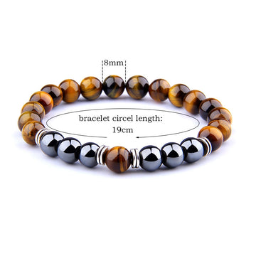Tiger Eye & Obsidian Bead Bracelet, view 4