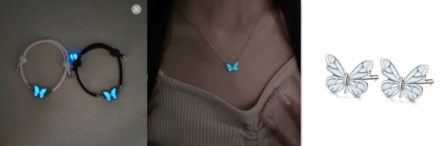 Blue Luminous Butterfly Glow Dark Necklace supplier gallery image 12