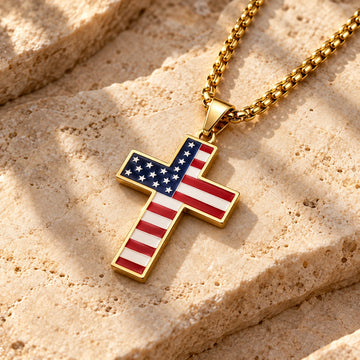Generated concept artwork for Flag Cross Pendant Necklace; illustrative only, not an exact product photograph